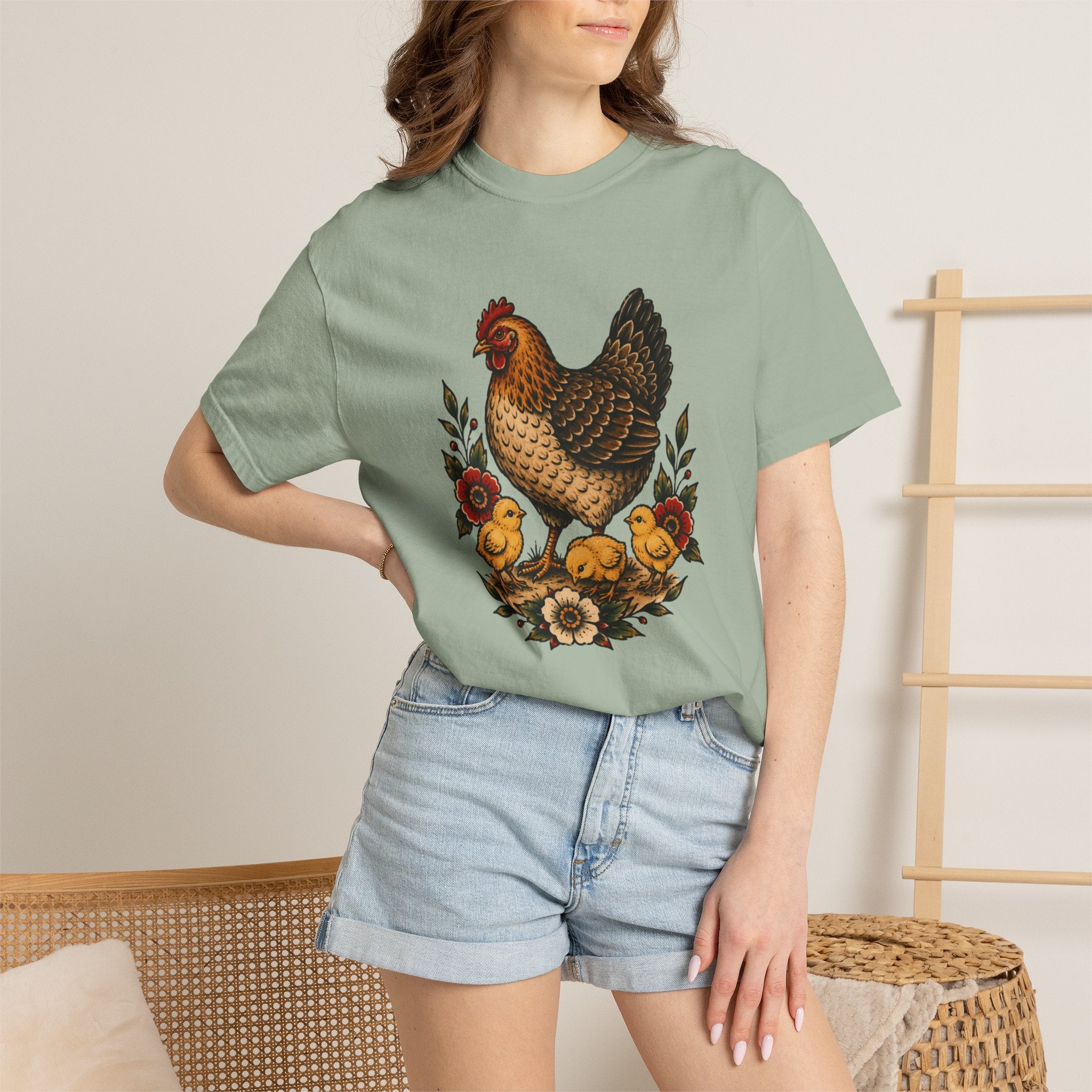 Tattoo-Inspired Chicken T-Shirt — Homesteader & Chicken Lover Tee