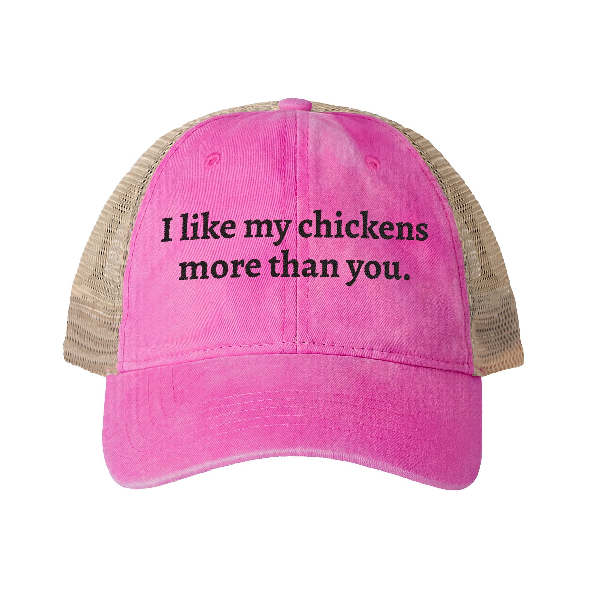 Like My Chickens More Washed Mesh-Back Cap