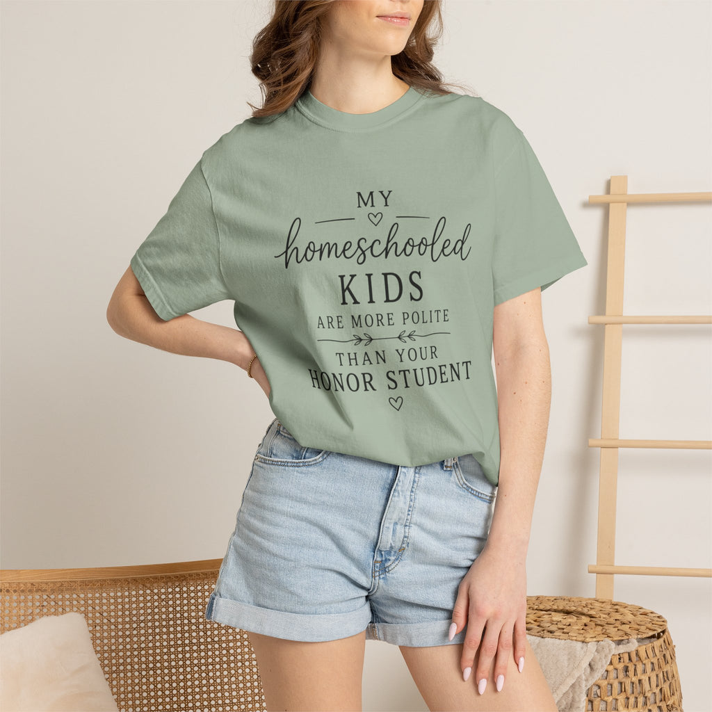 Snarky Homeschool vs Public School T-Shirt — 'Polite Homeschool Kids' Comment Tee