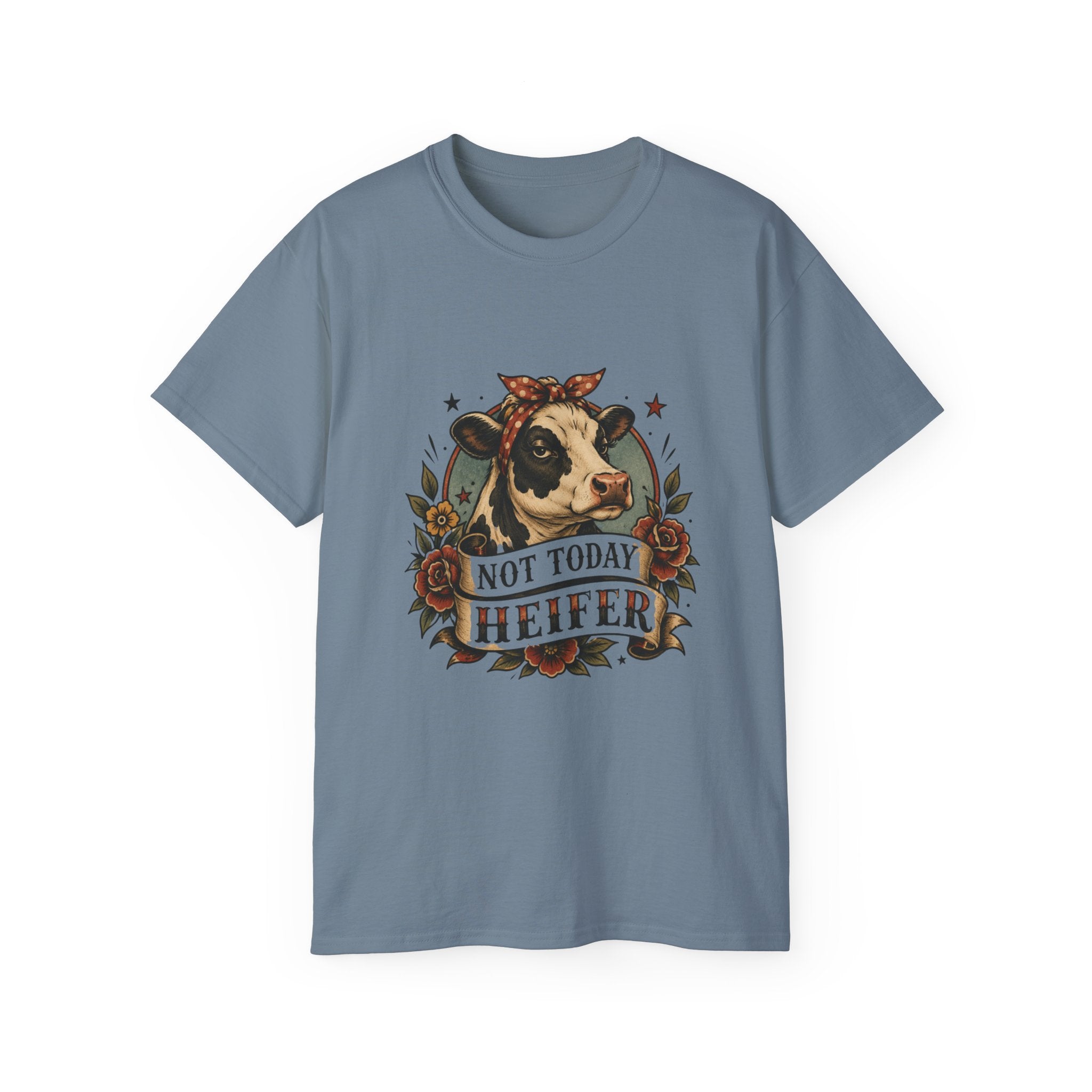 Tattoo-Inspired Cow Tee — Funny Cow Lover Shirt for Farmers & Homesteaders