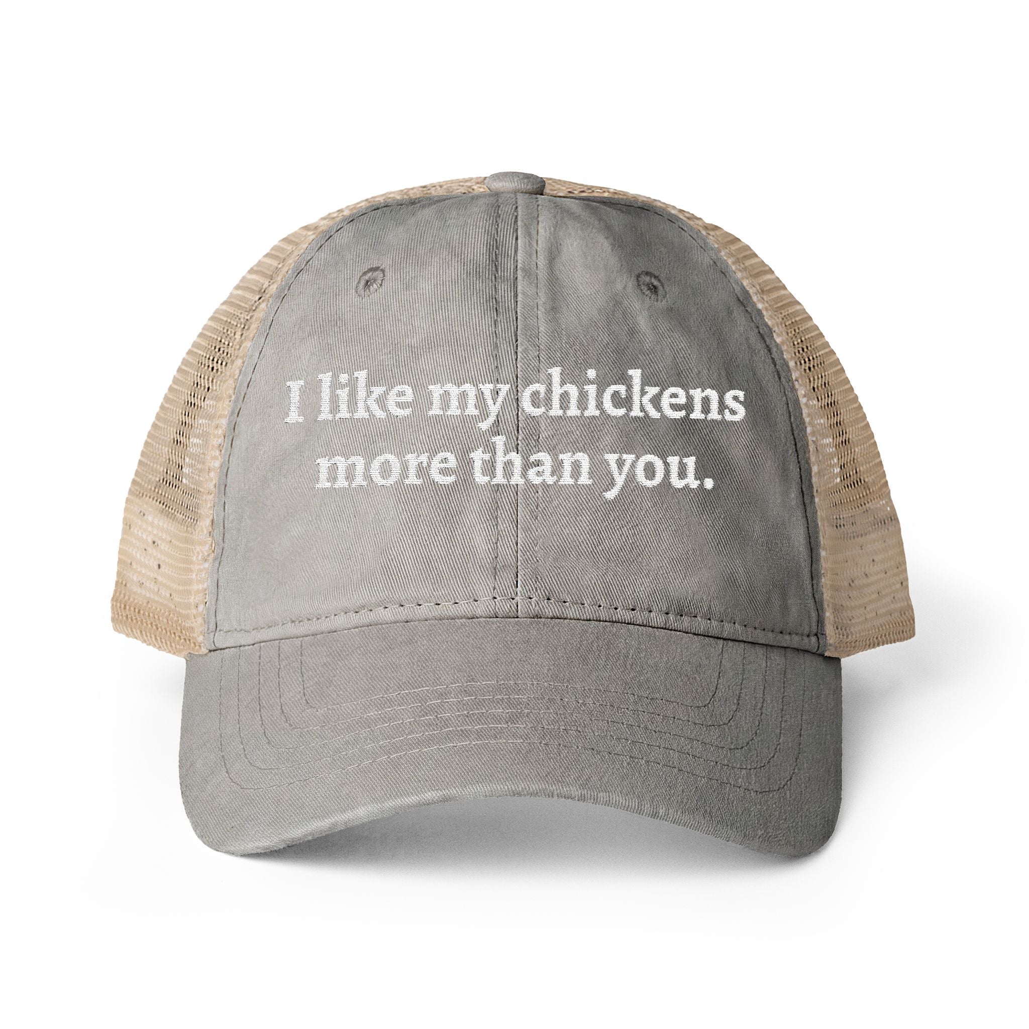 Like Chickens More Washed Mesh-Back Cap