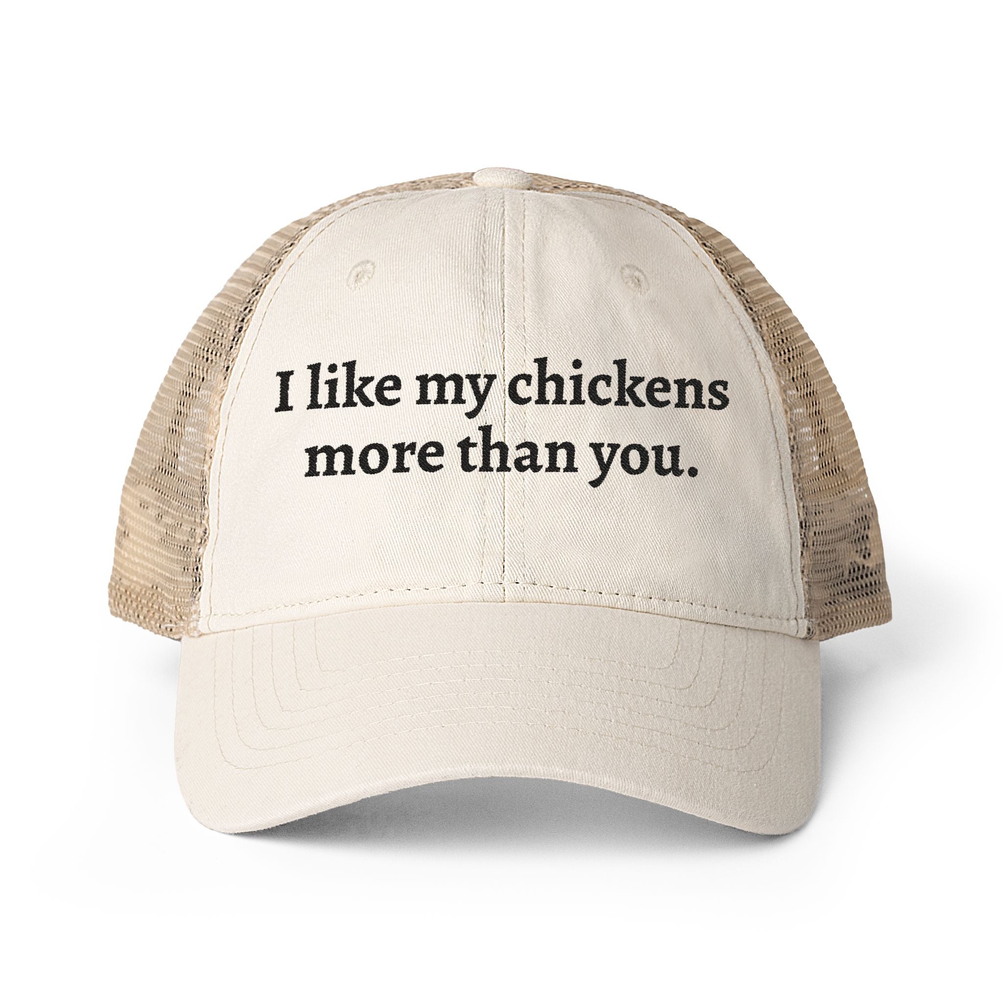 Like My Chickens More Washed Mesh-Back Cap