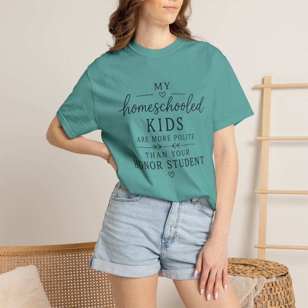 Snarky Homeschool vs Public School T-Shirt — 'Polite Homeschool Kids' Comment Tee