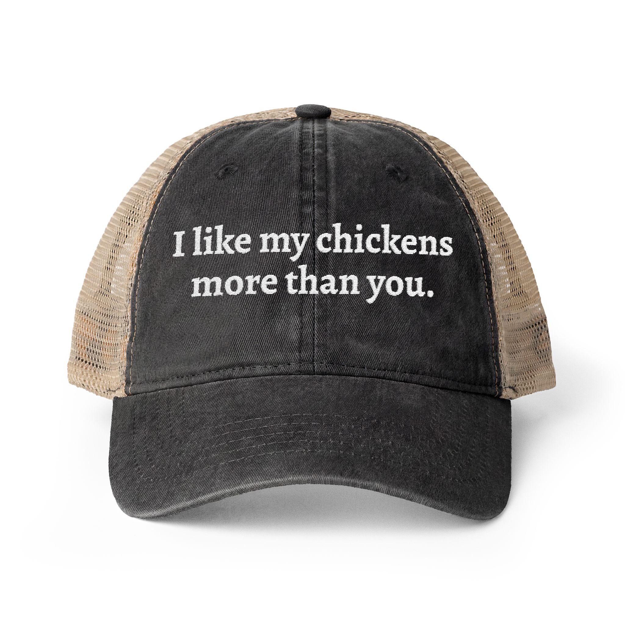 Like Chickens More Washed Mesh-Back Cap