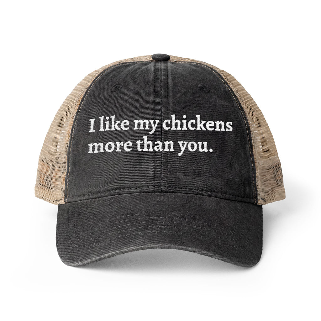 Like Chickens More Washed Mesh-Back Cap