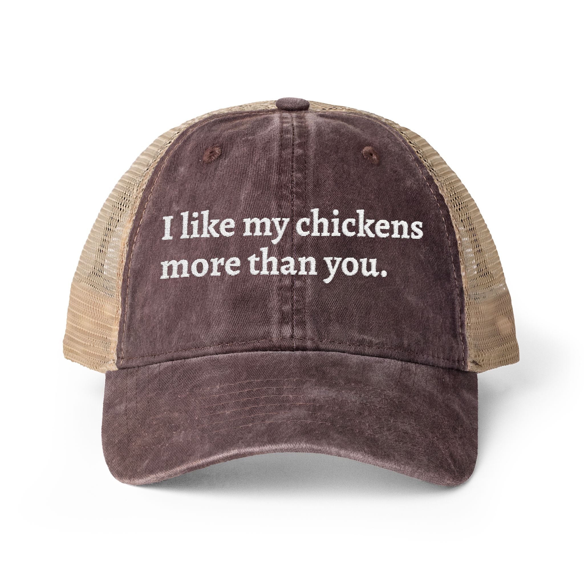 Like Chickens More Washed Mesh-Back Cap