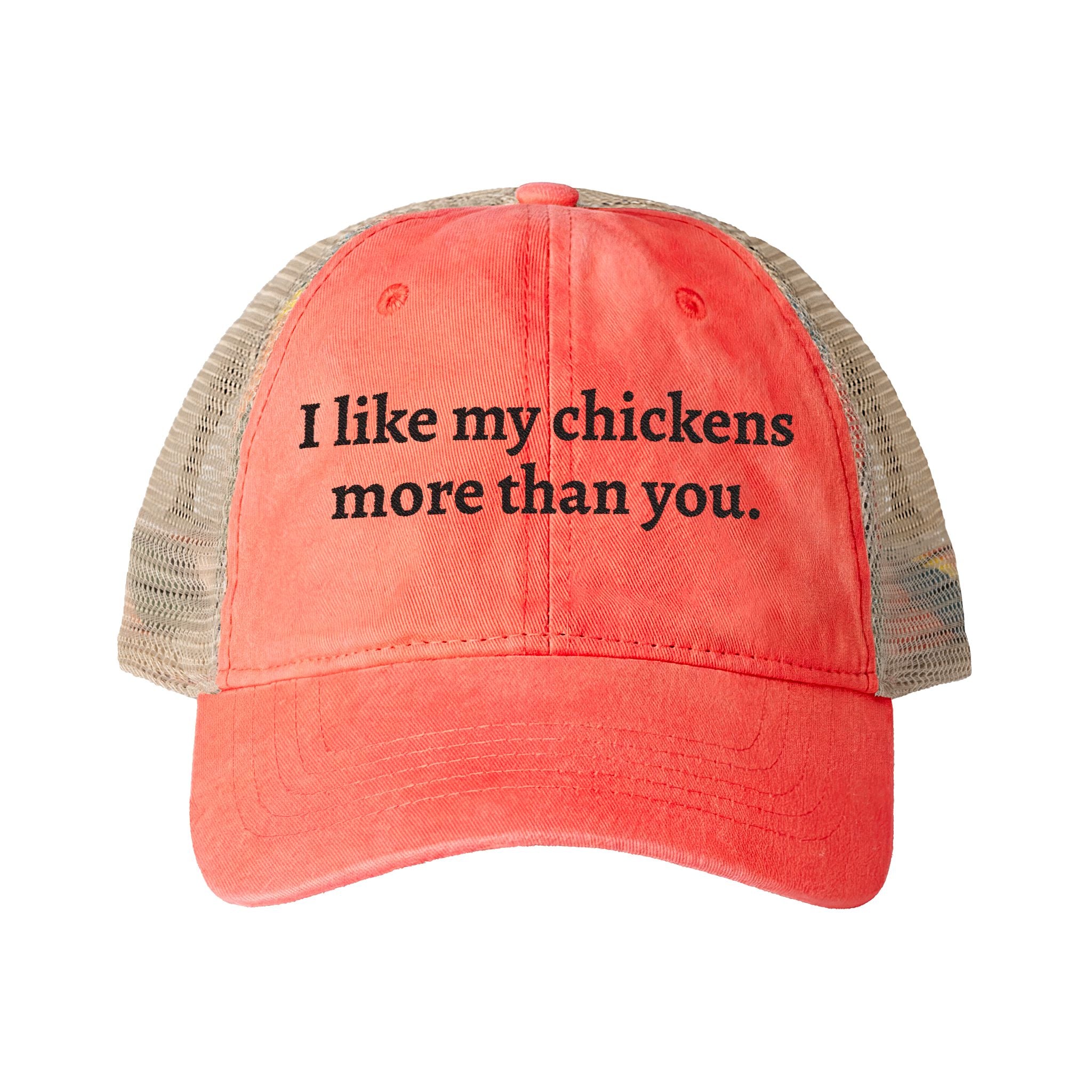 Like My Chickens More Washed Mesh-Back Cap