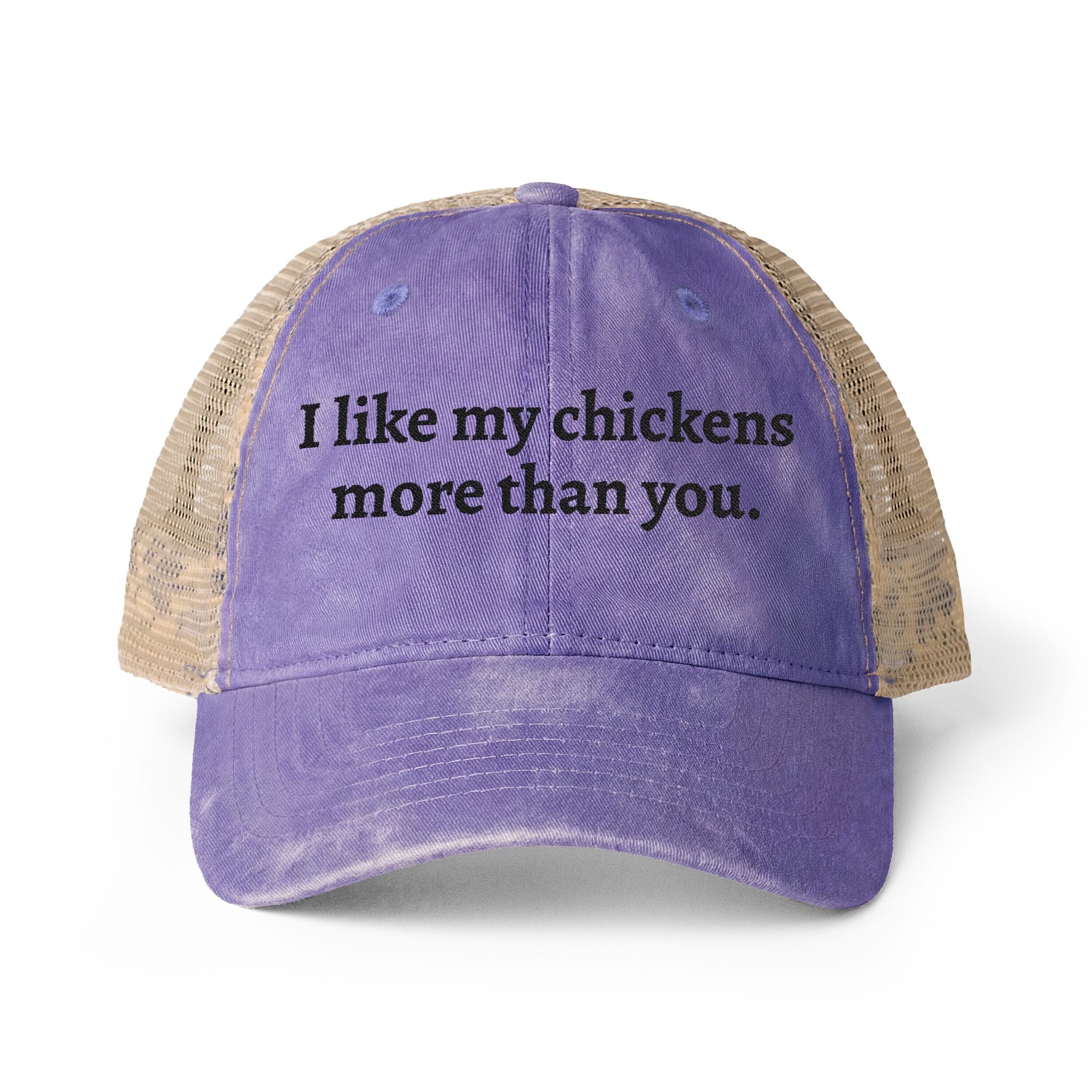 Like My Chickens More Washed Mesh-Back Cap