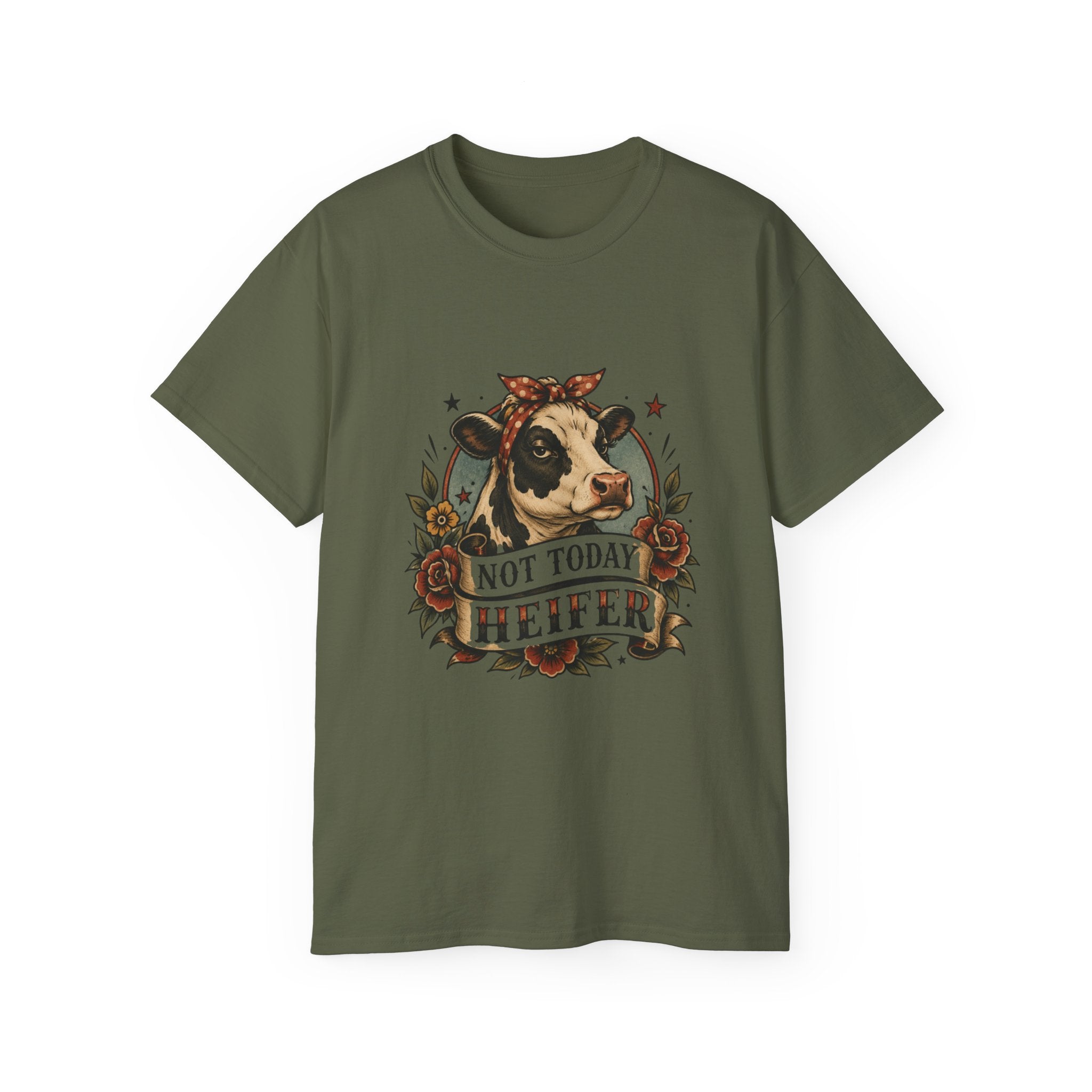 Tattoo-Inspired Cow Tee — Funny Cow Lover Shirt for Farmers & Homesteaders