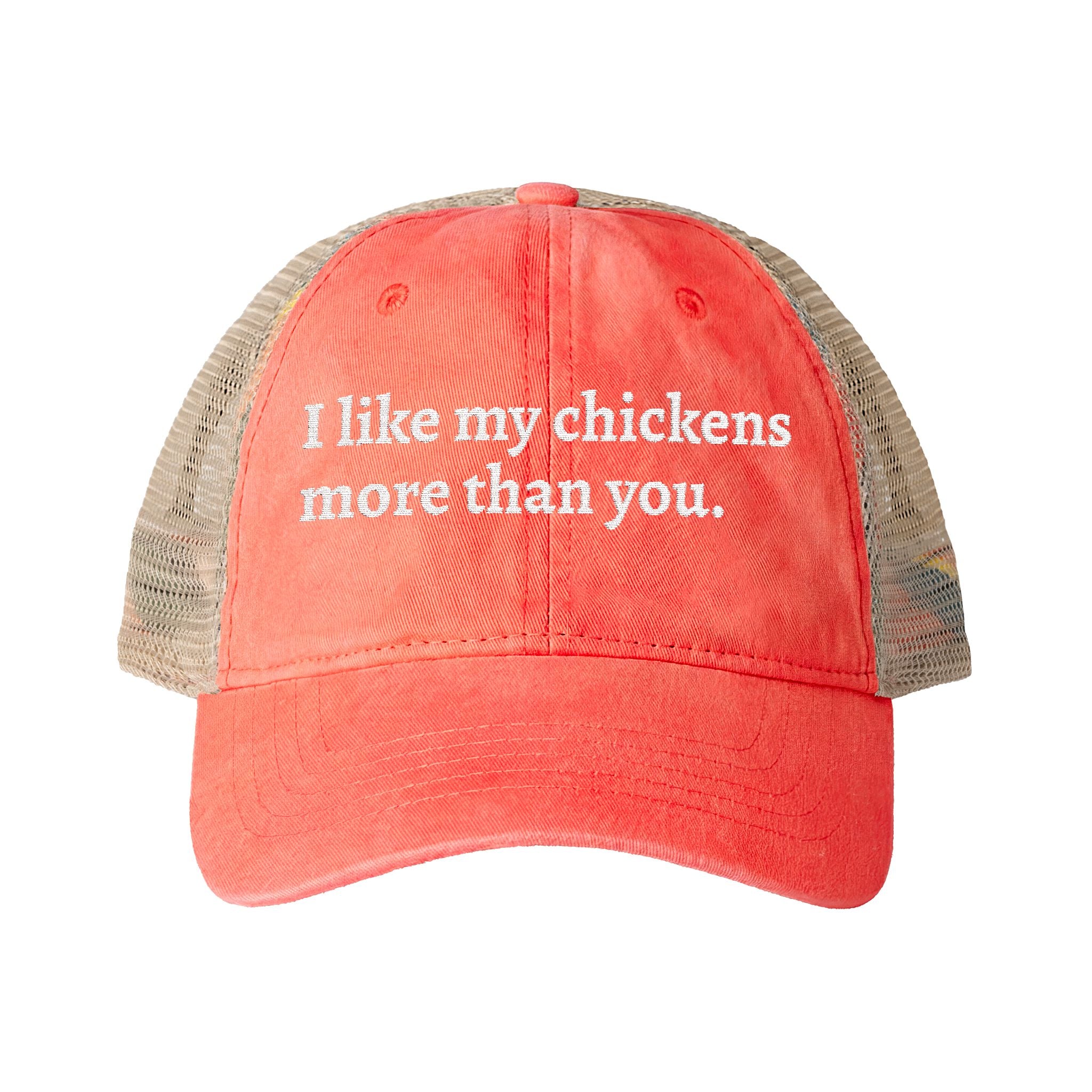 Like Chickens More Washed Mesh-Back Cap