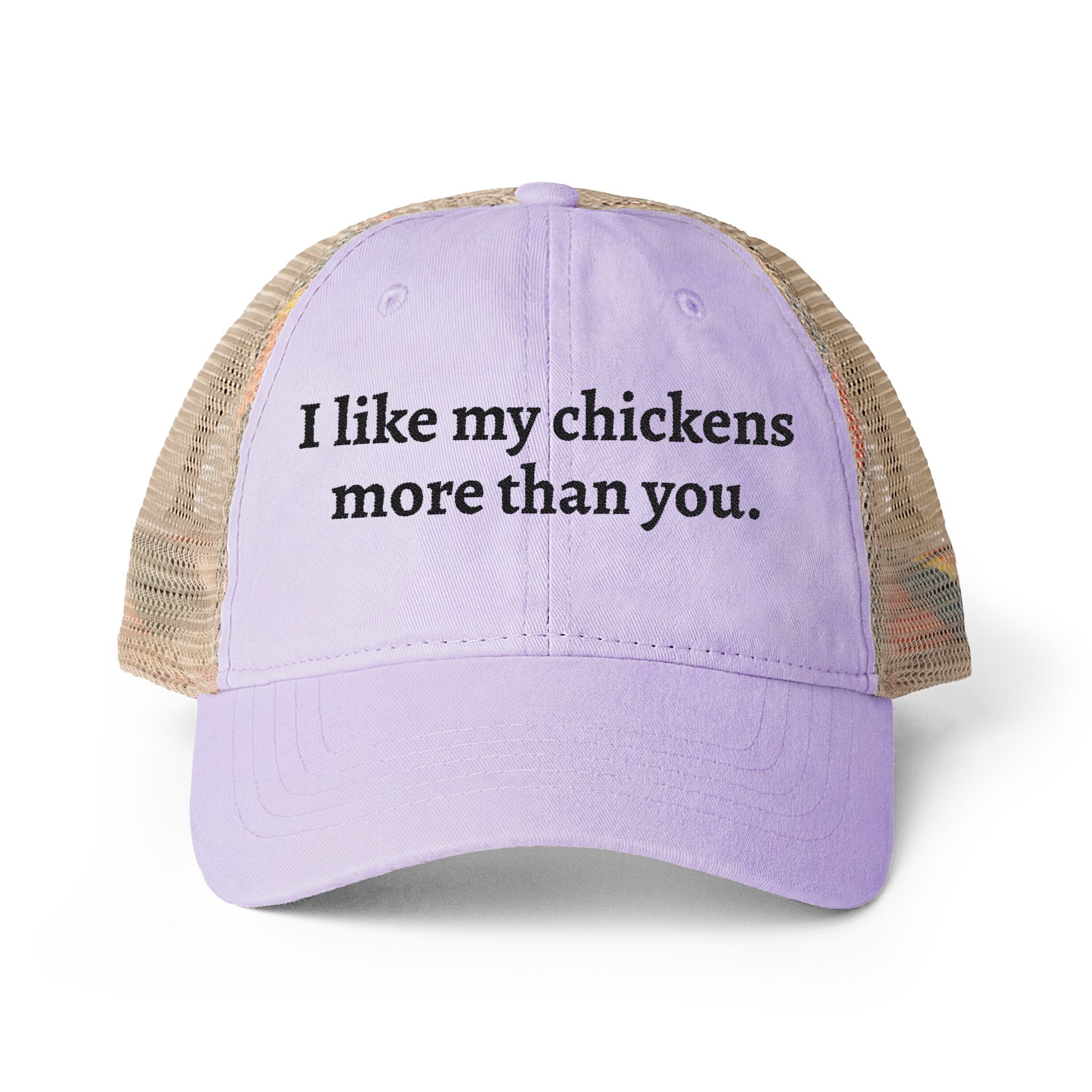 Like My Chickens More Washed Mesh-Back Cap