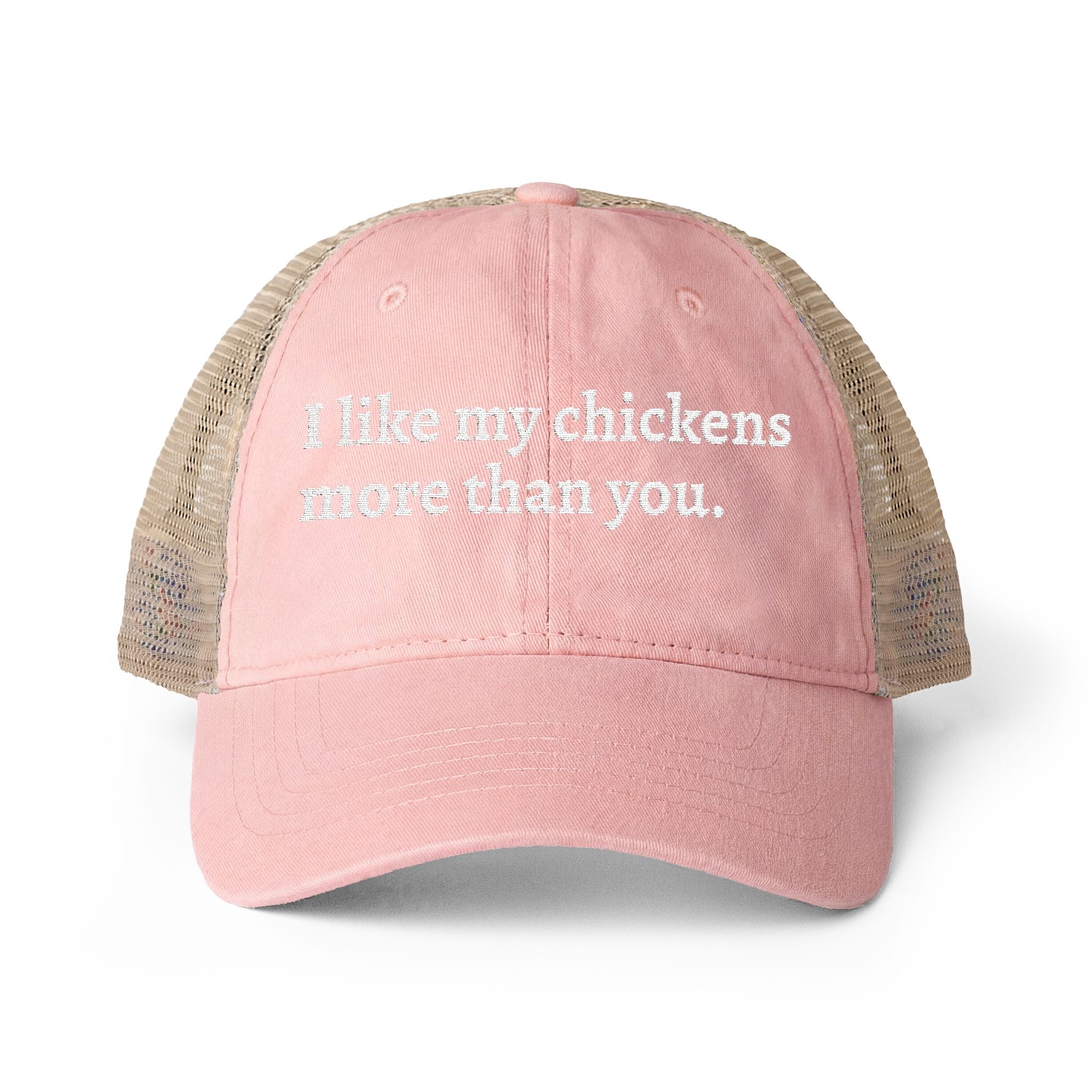 Like Chickens More Washed Mesh-Back Cap
