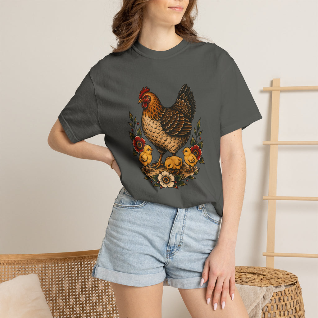 Tattoo-Inspired Chicken T-Shirt — Homesteader & Chicken Lover Tee