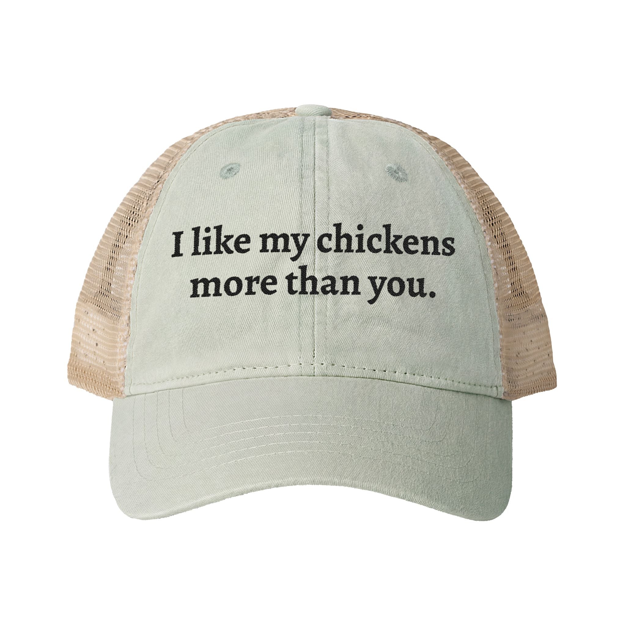 Like My Chickens More Washed Mesh-Back Cap