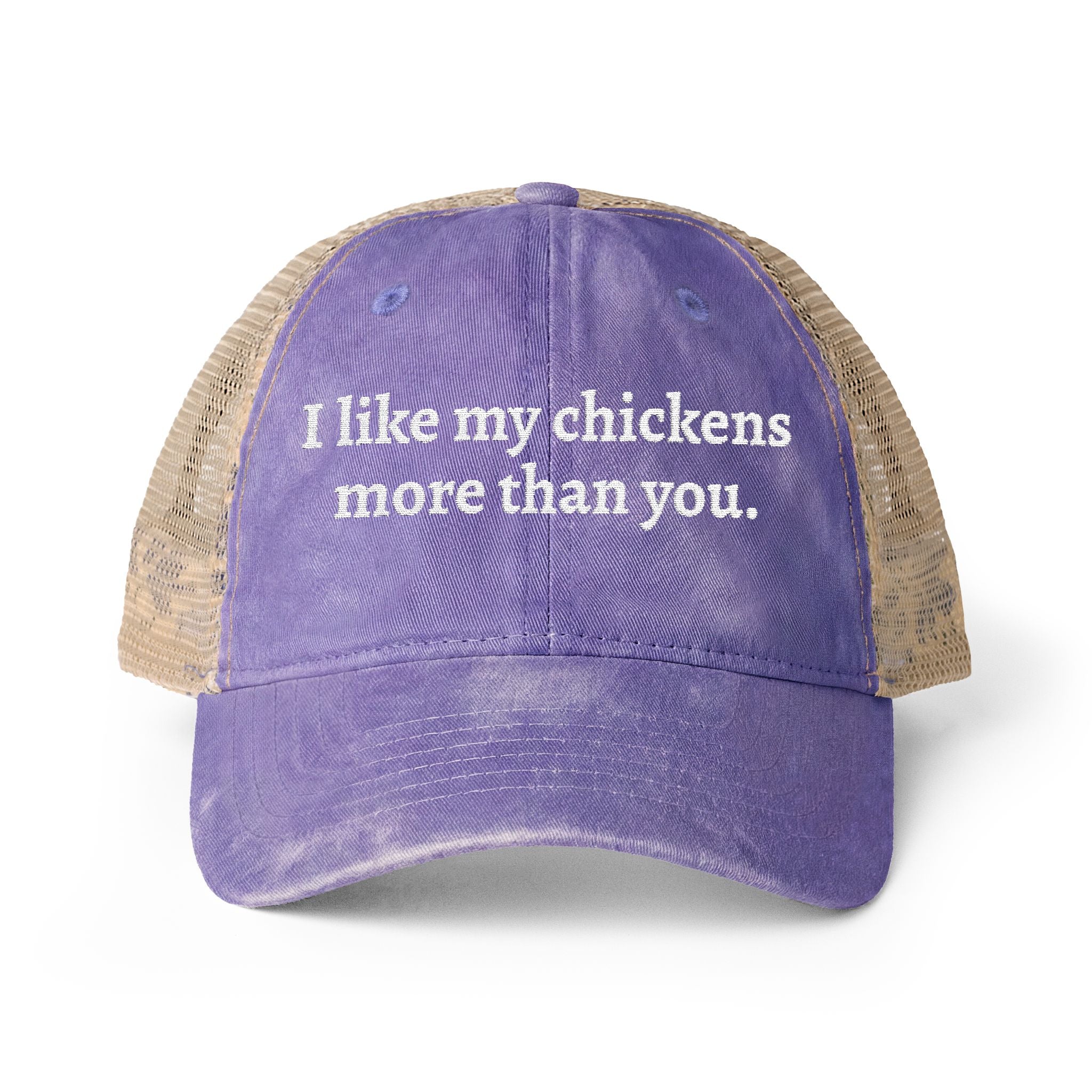 Like Chickens More Washed Mesh-Back Cap