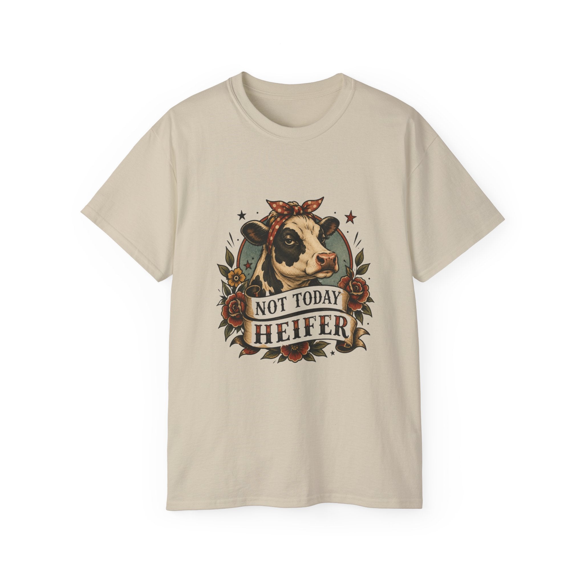 Tattoo-Inspired Cow Tee — Funny Cow Lover Shirt for Farmers & Homesteaders