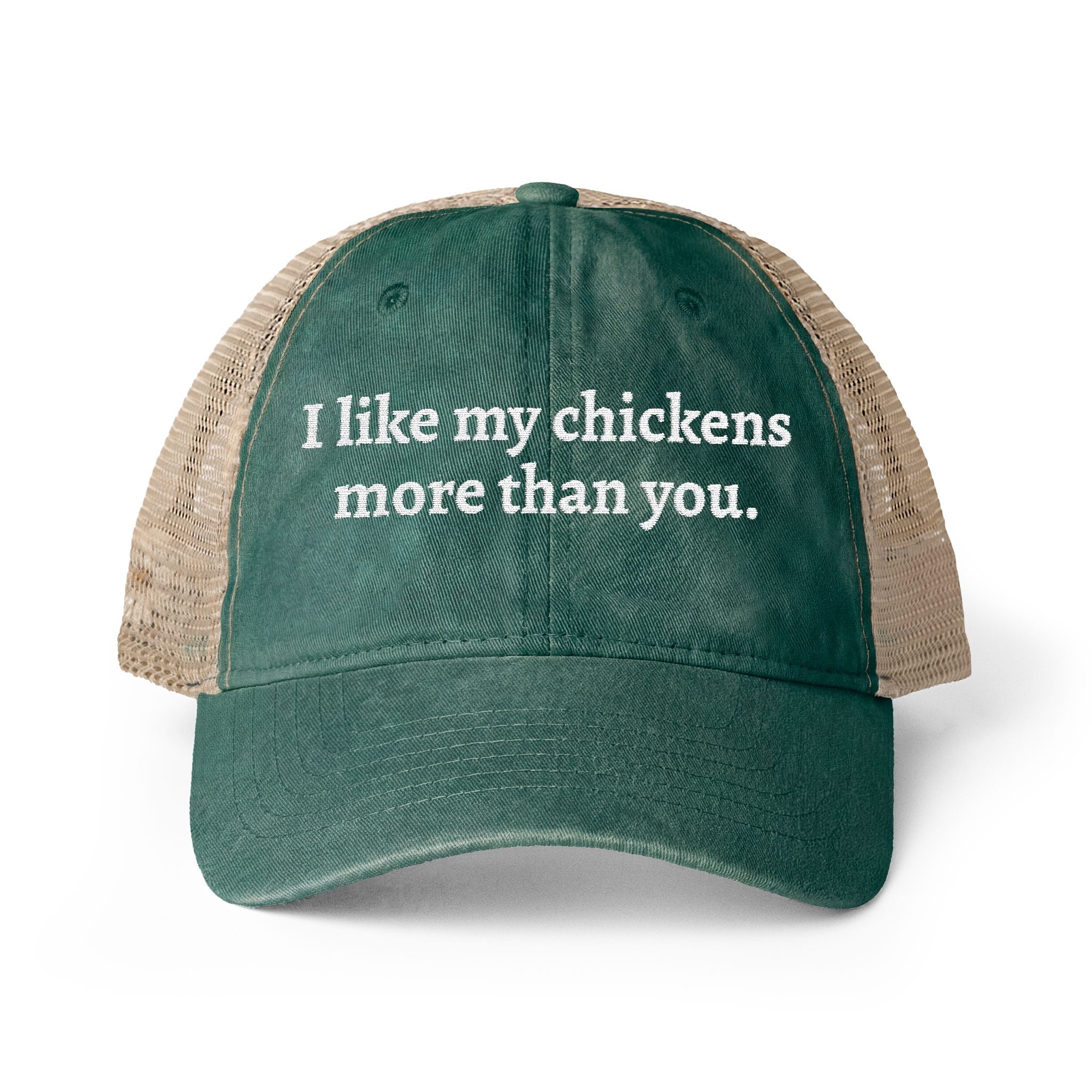 Like Chickens More Washed Mesh-Back Cap
