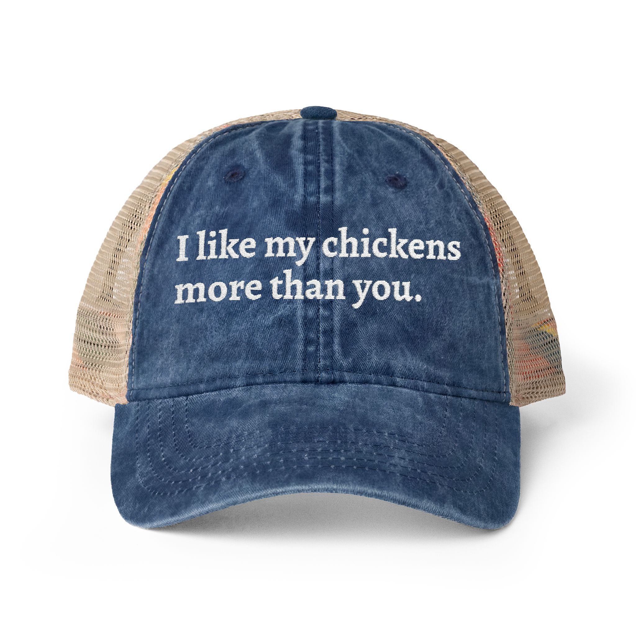 Like Chickens More Washed Mesh-Back Cap
