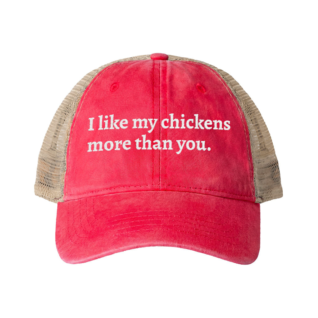 Like Chickens More Washed Mesh-Back Cap