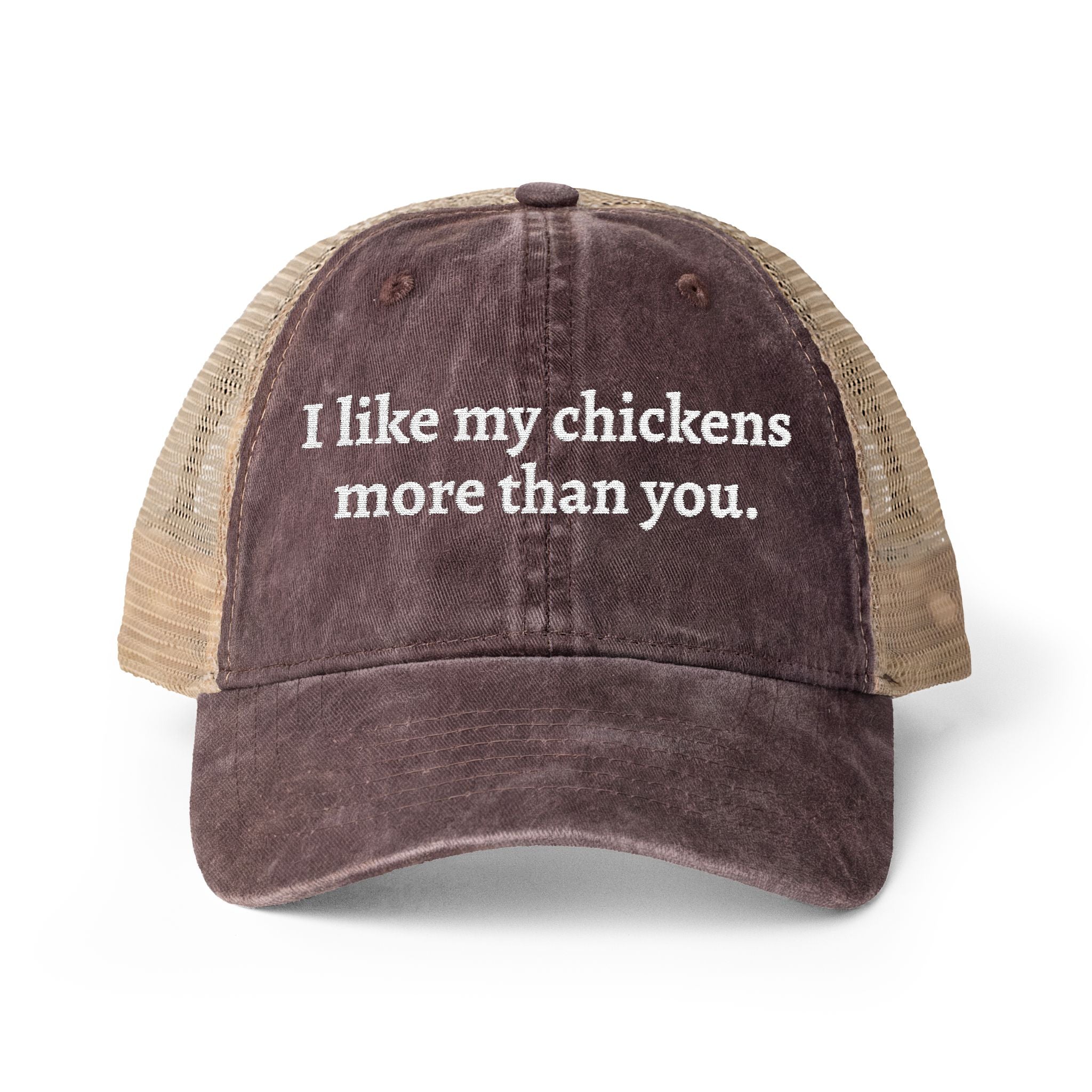 Like Chickens More Washed Mesh-Back Cap