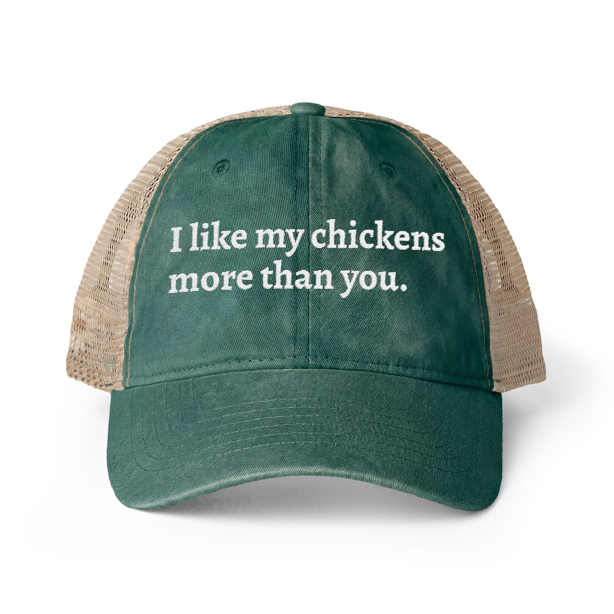 Like Chickens More Washed Mesh-Back Cap