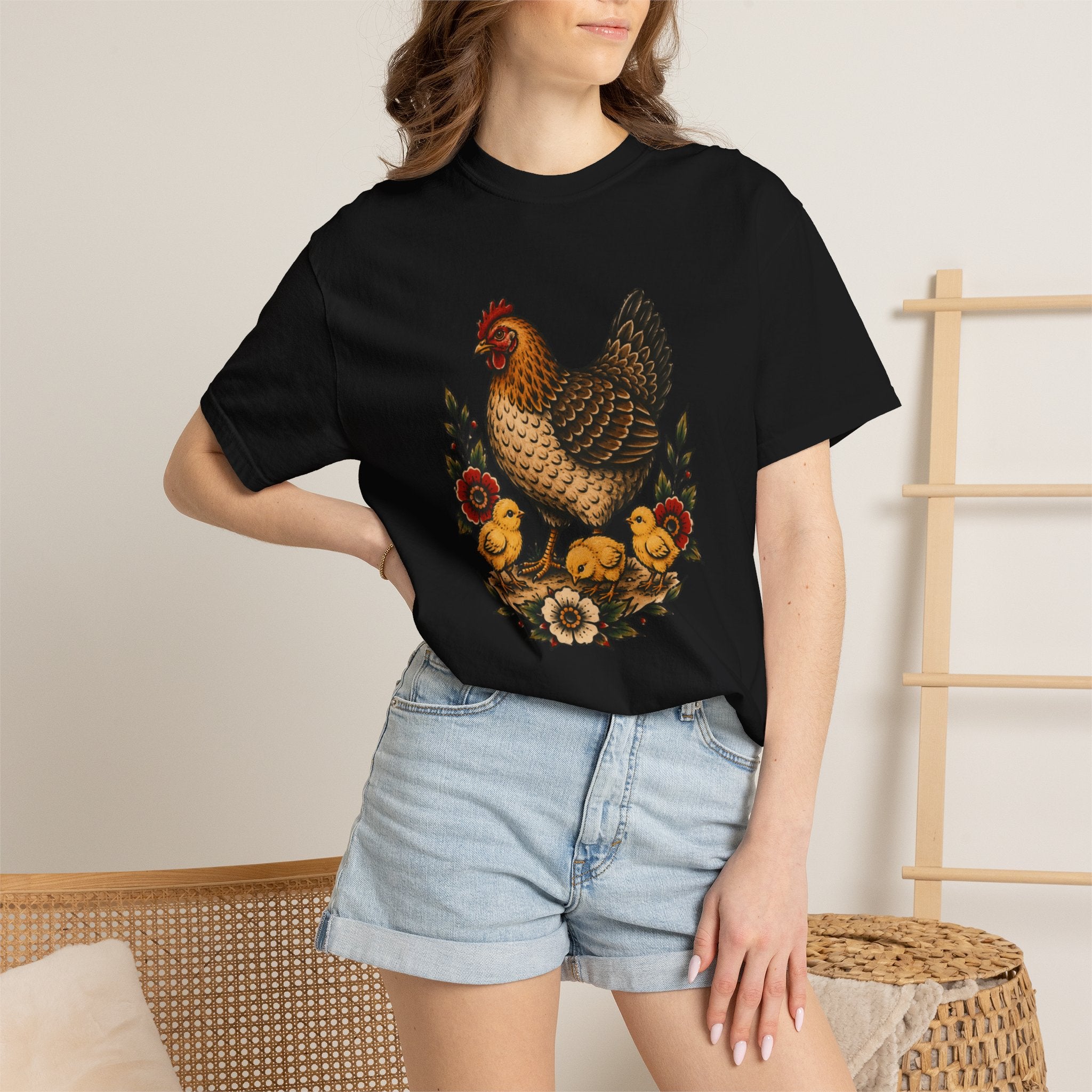 Tattoo-Inspired Chicken T-Shirt — Homesteader & Chicken Lover Tee