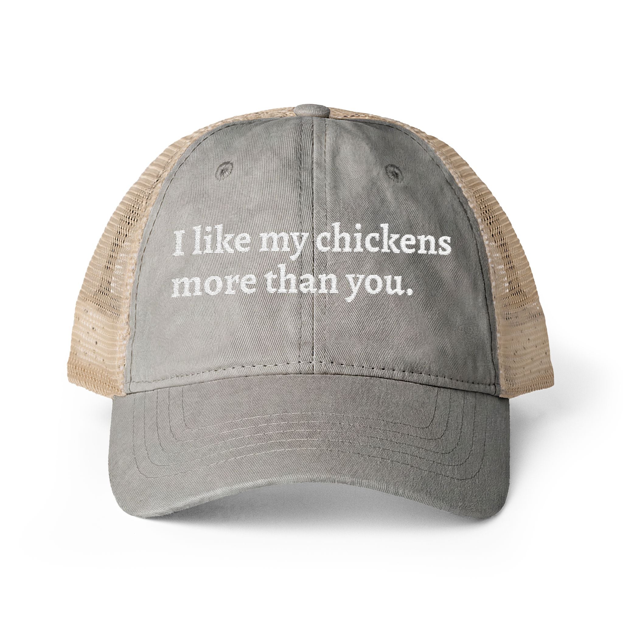 Like Chickens More Washed Mesh-Back Cap