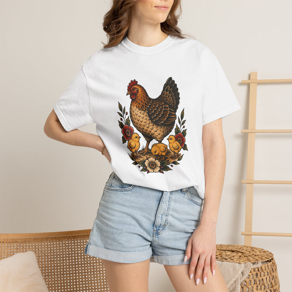 Tattoo-Inspired Chicken T-Shirt — Homesteader & Chicken Lover Tee