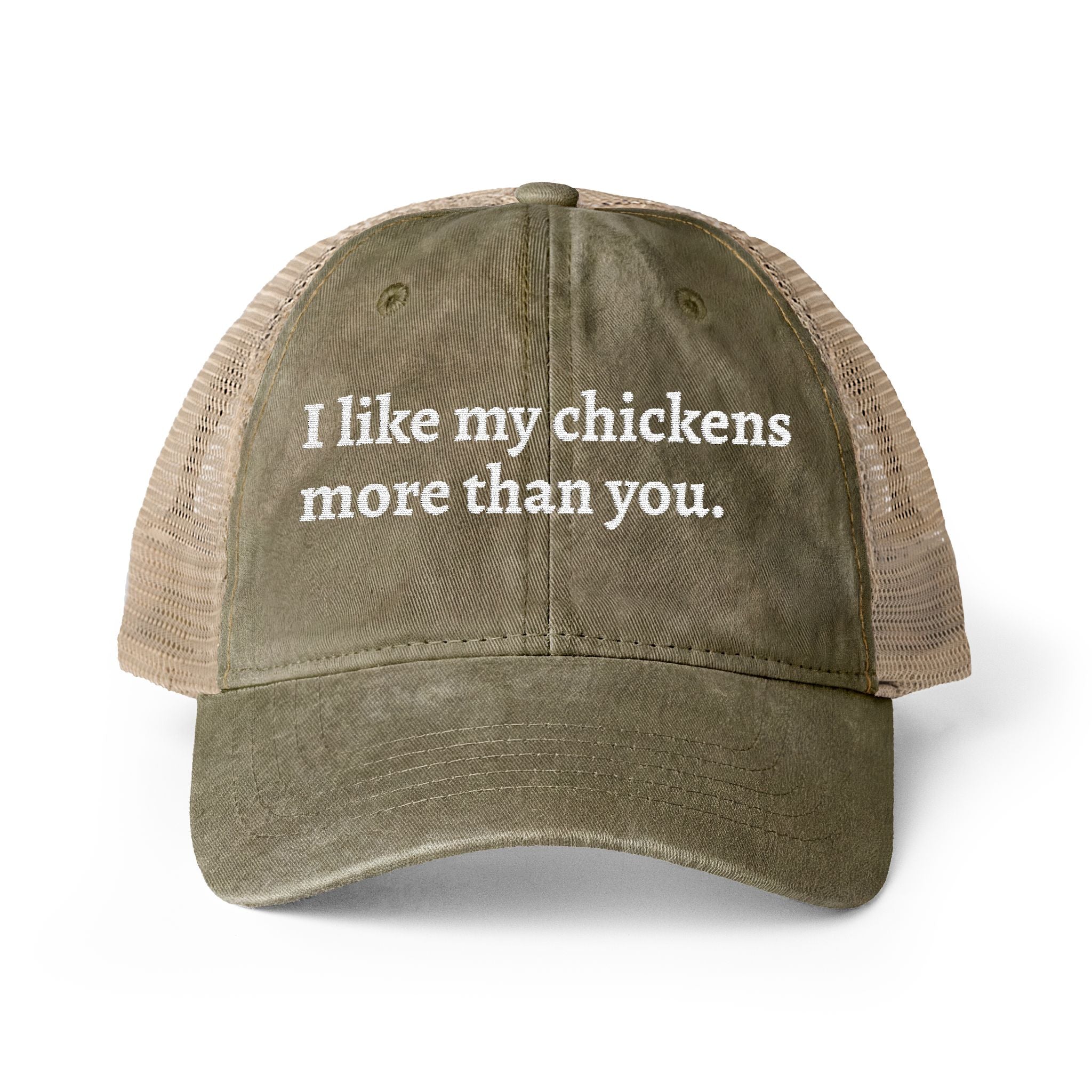 Like Chickens More Washed Mesh-Back Cap