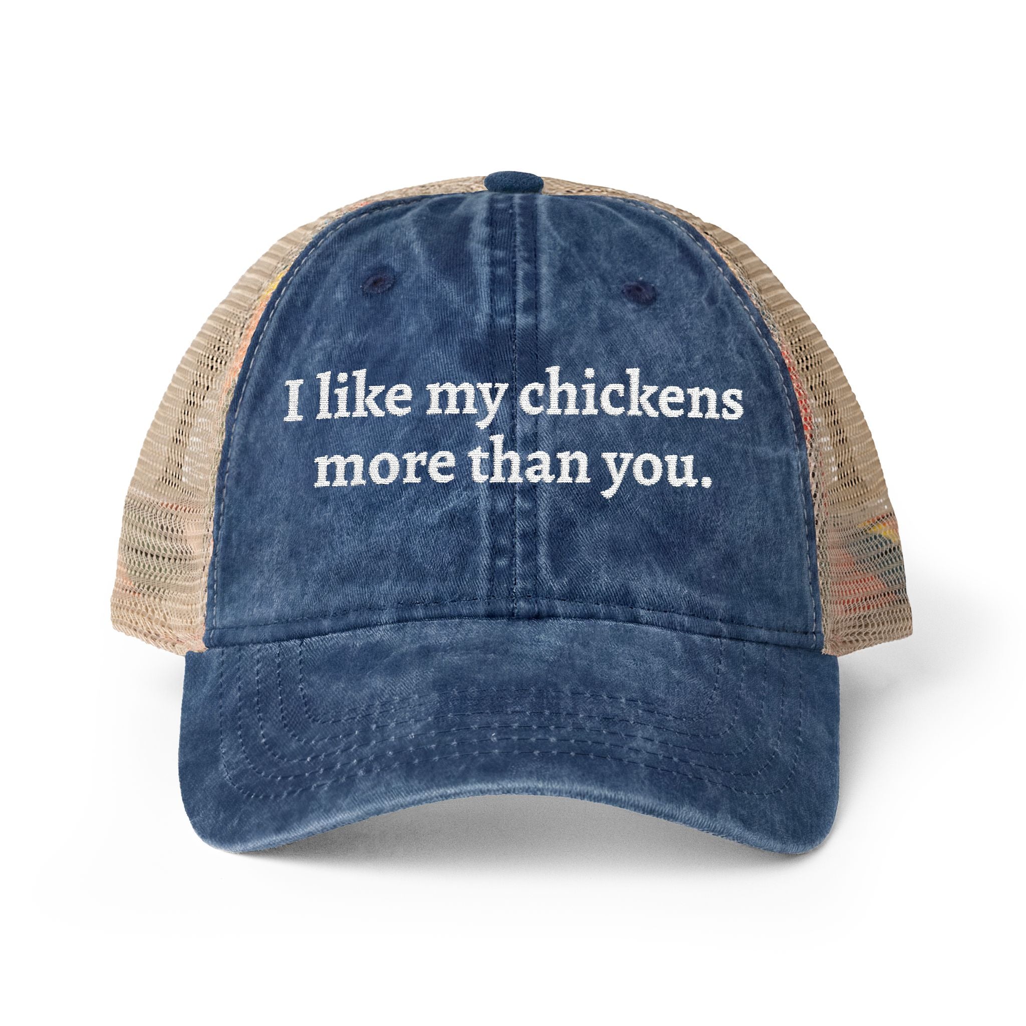 Like Chickens More Washed Mesh-Back Cap
