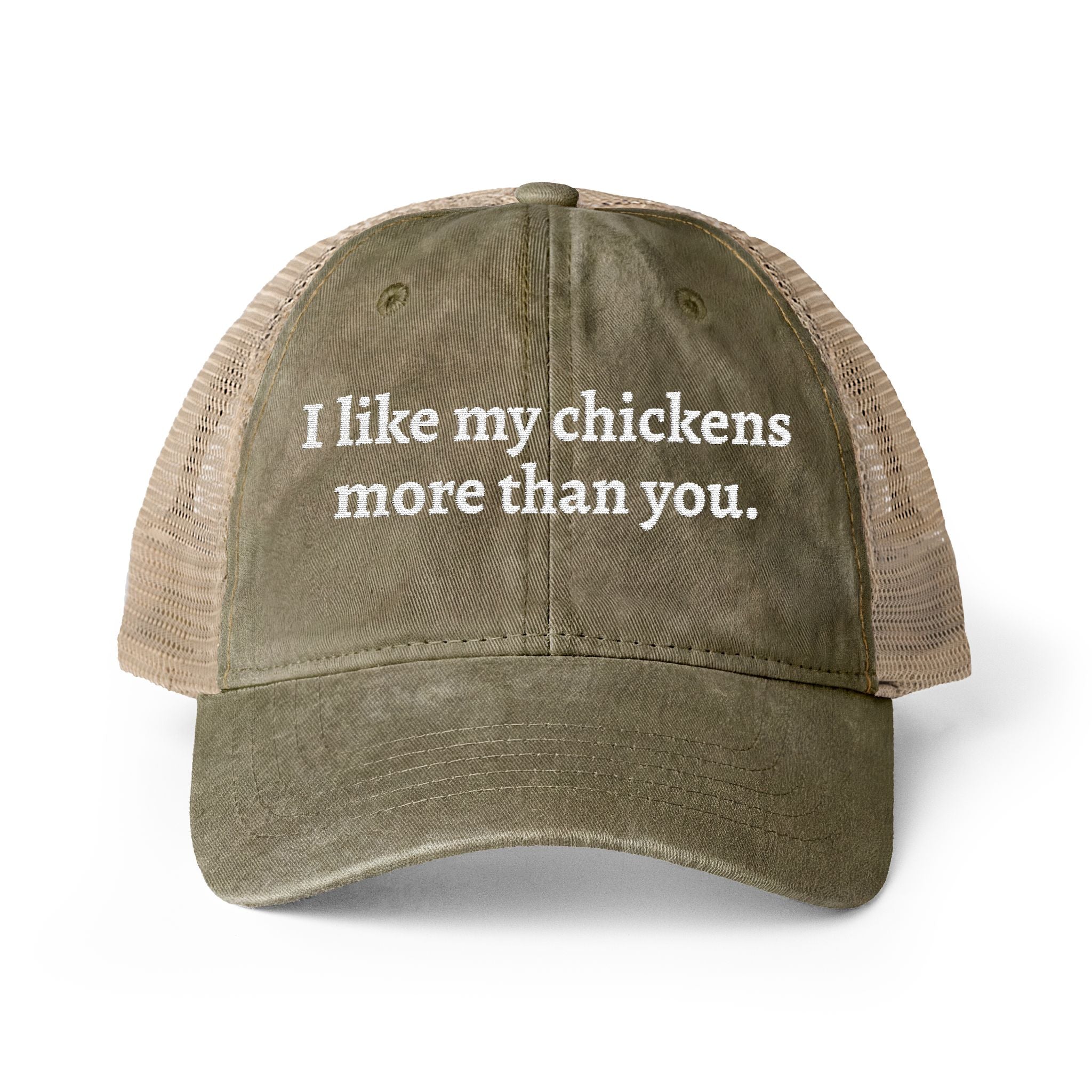 Like Chickens More Washed Mesh-Back Cap