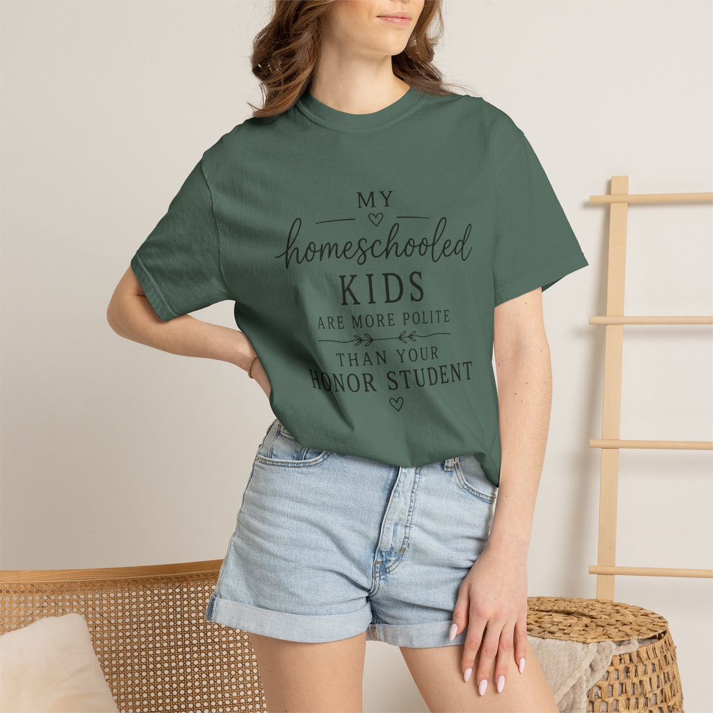 Snarky Homeschool vs Public School T-Shirt — 'Polite Homeschool Kids' Comment Tee