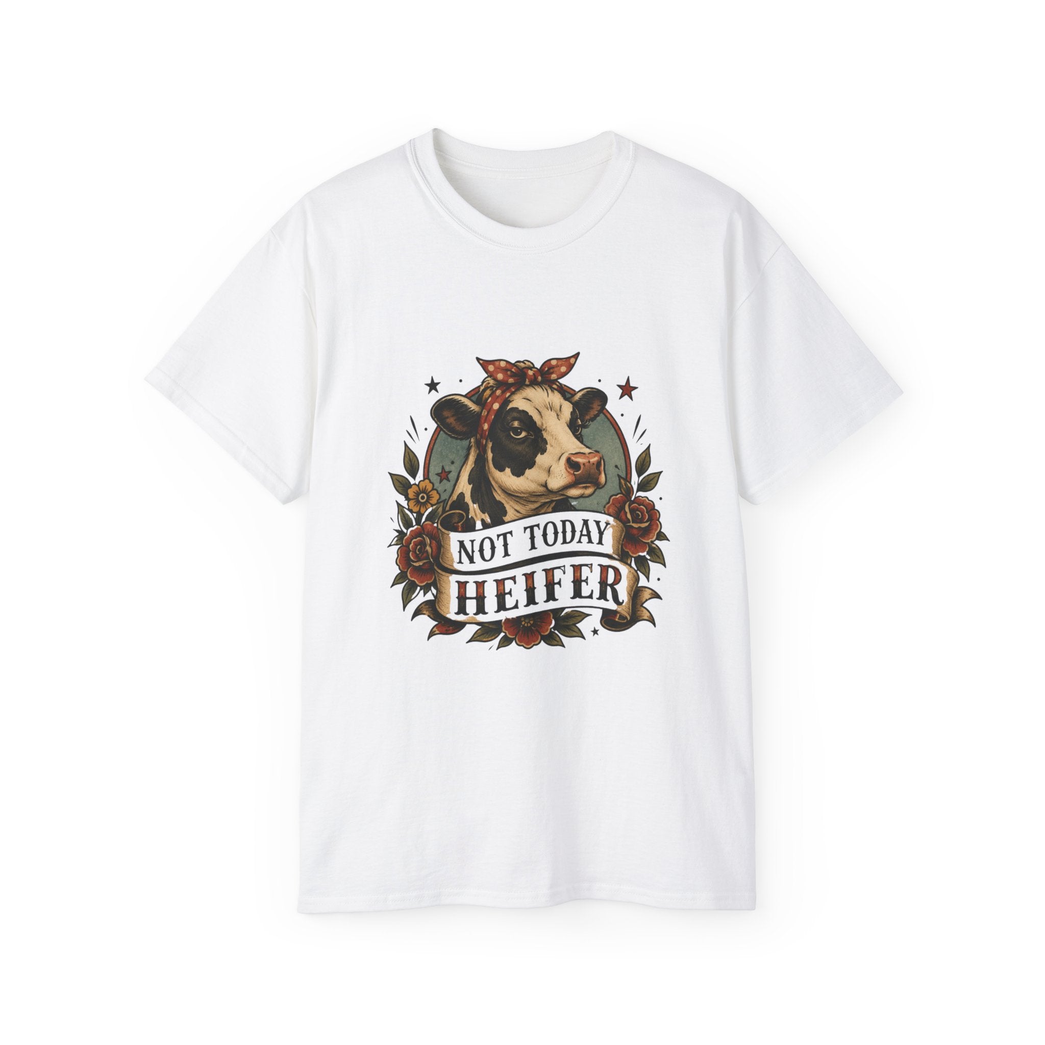 Tattoo-Inspired Cow Tee — Funny Cow Lover Shirt for Farmers & Homesteaders